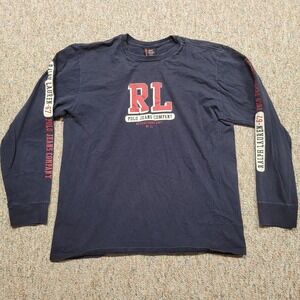 Vintage Polo Jeans Ralph Lauren Shirt Men Large Blue Long Sleeve Spellout Cotton